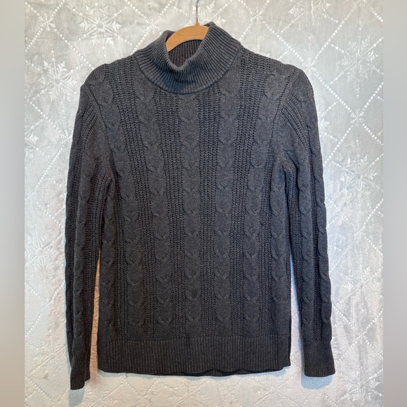 Banana Republic Charcoal Cable-Knit Turtleneck Sweater XS (Excellent Pre-Owned) - Picture 1 of 5